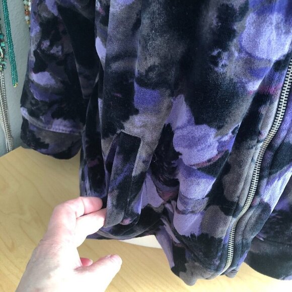 Style & Co Velvet Velour Floral Zip Jacket - Fairy Grunge - Picture 7 of 8